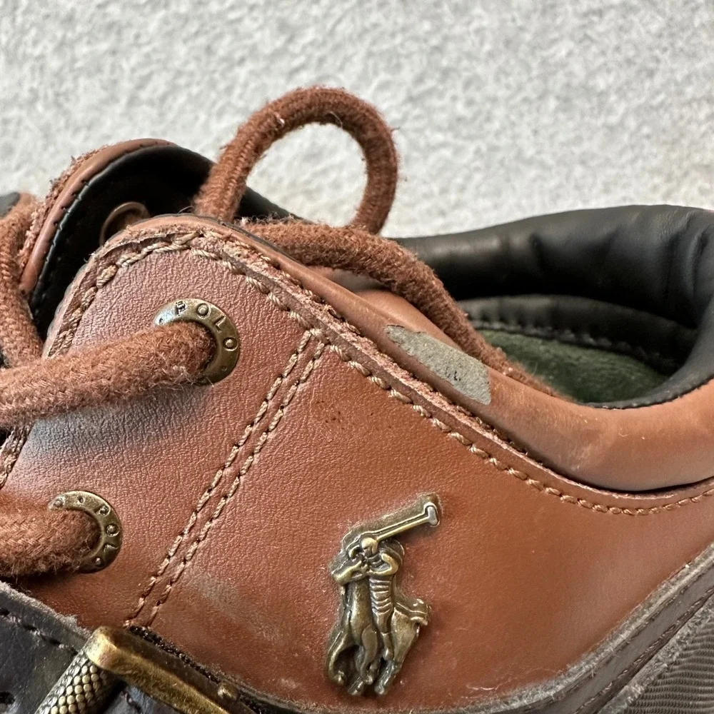 Polo Ralph Lauren Dover Kids Leather Duck Boots Brown Black Size 3 RF102157